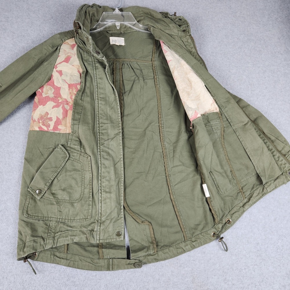 Jolt Jacket Womens Small Green Cotton Floral Tapestry Utility Military Full Zip - Picture 4 of 11